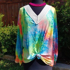 BiBi Tie Dye Waffle Top